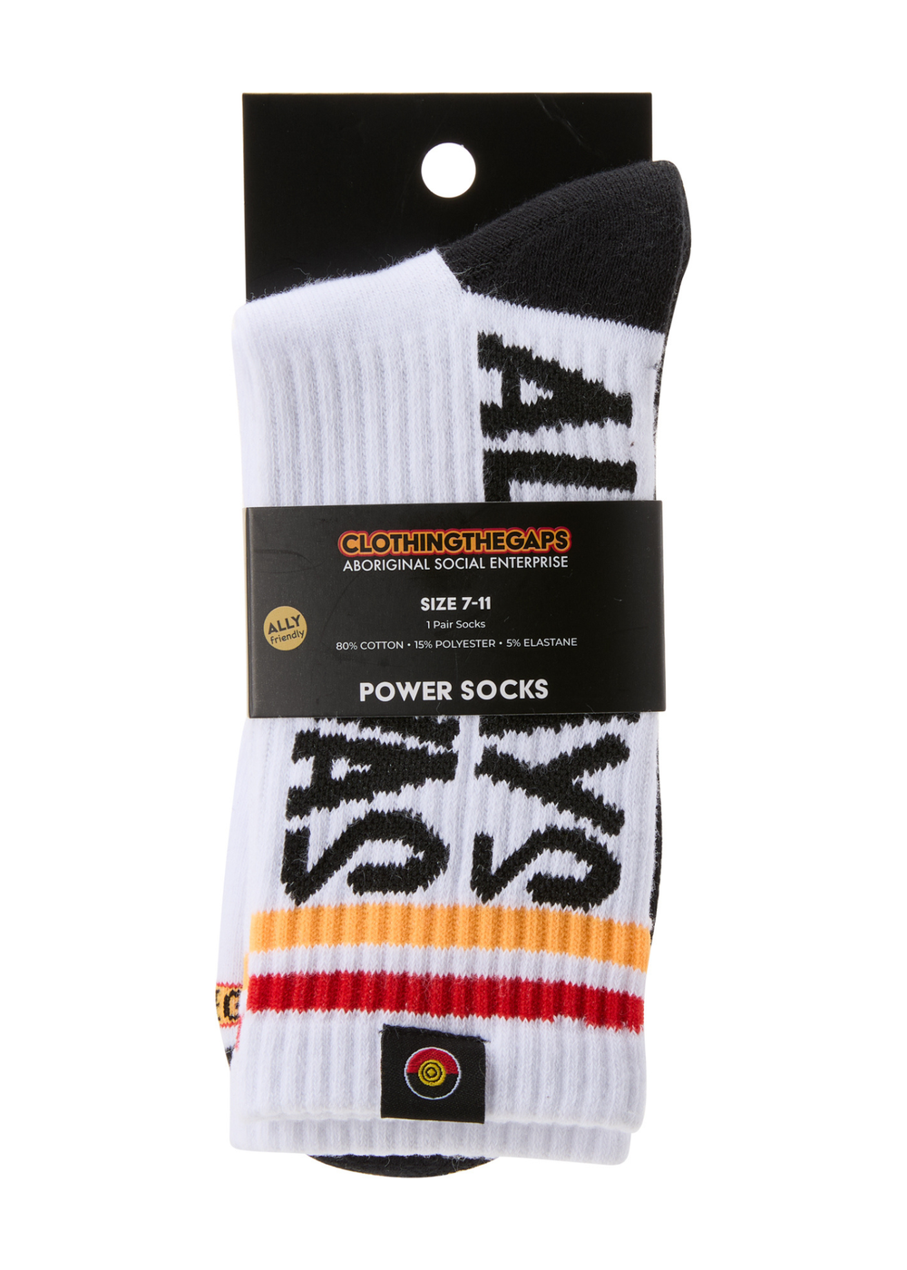  Power socks in white in Clothing the Gaps  packaging 