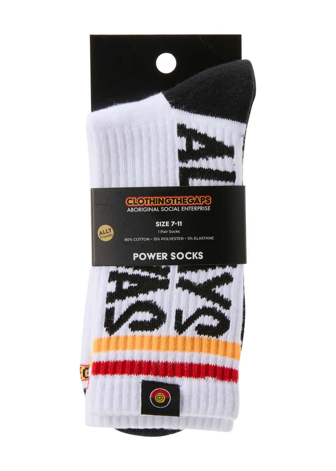  Power socks in white in Clothing the Gaps  packaging 