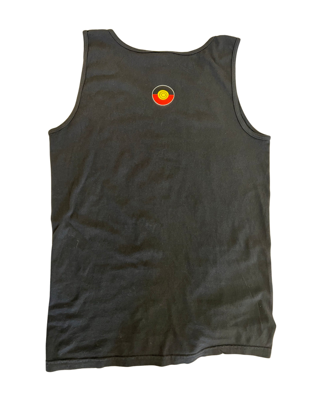 Clothing The Gaps. Chillin' 'Always Was, Always Will Be' Singlet. Vintage washed black singlet with Black, yellow and red 'always was always will be' text screen printed in centre.