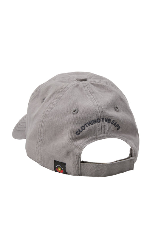 back of No Pride in Genocide cap clothing the gaps 