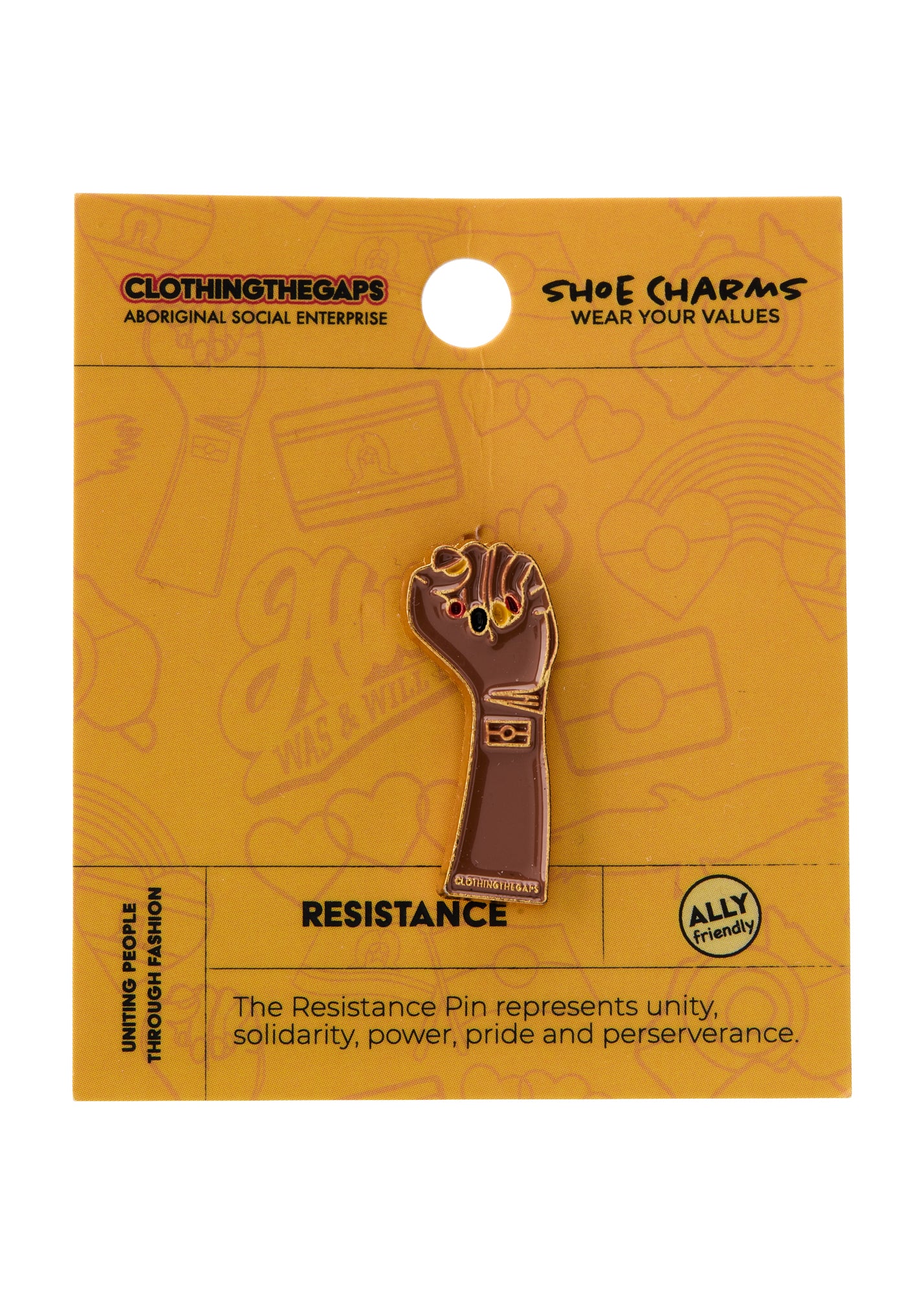 Resistance Fist shoe charm. Clothing The Gaps.