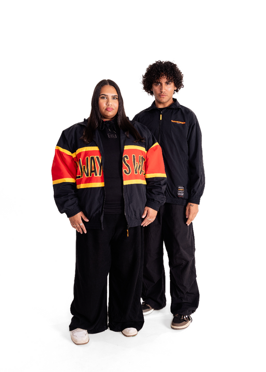 Clothing The Gaps Reversible Spray Jacket  Aboriginal Spray Jacket with Always Was Always Will Be print — Clothing The Gaps
