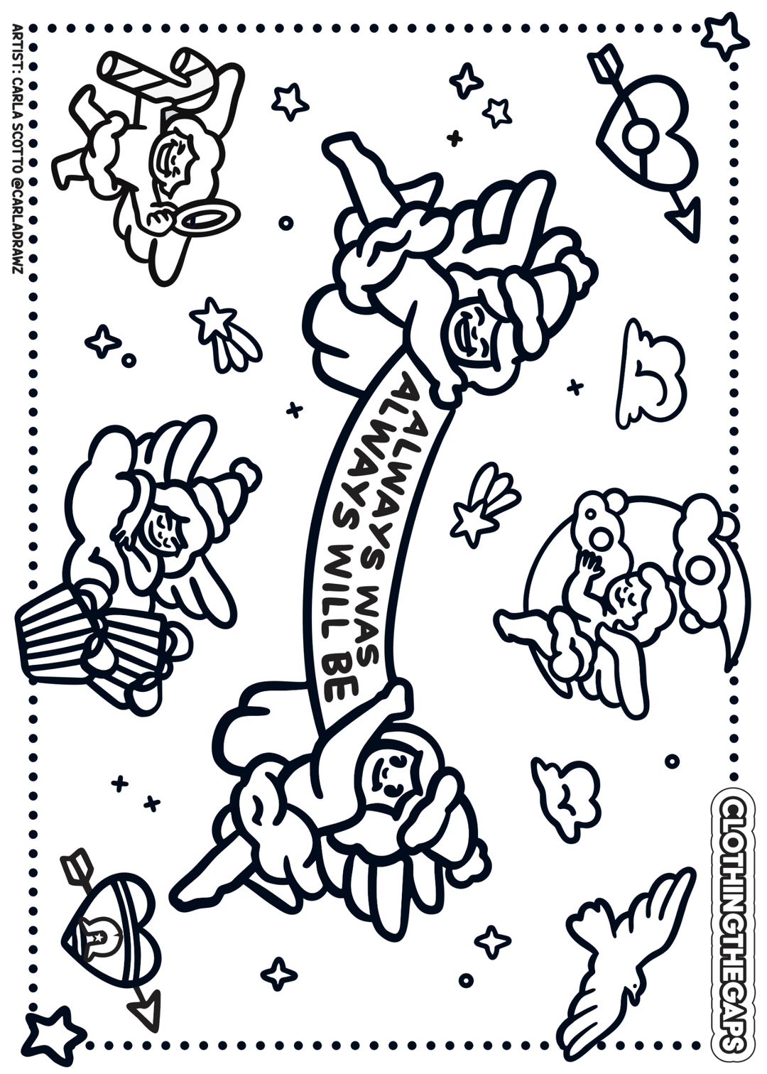 Free Blak Angels Blakmas colour in pages - alternate design. Clothing The Gaps.