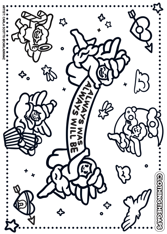 Free Blak Angels Blakmas colour in pages - alternate design. Clothing The Gaps.