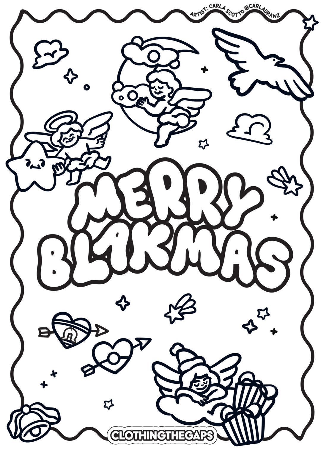 Free Blak Angels Blakmas colour in pages. Clothing The Gaps.