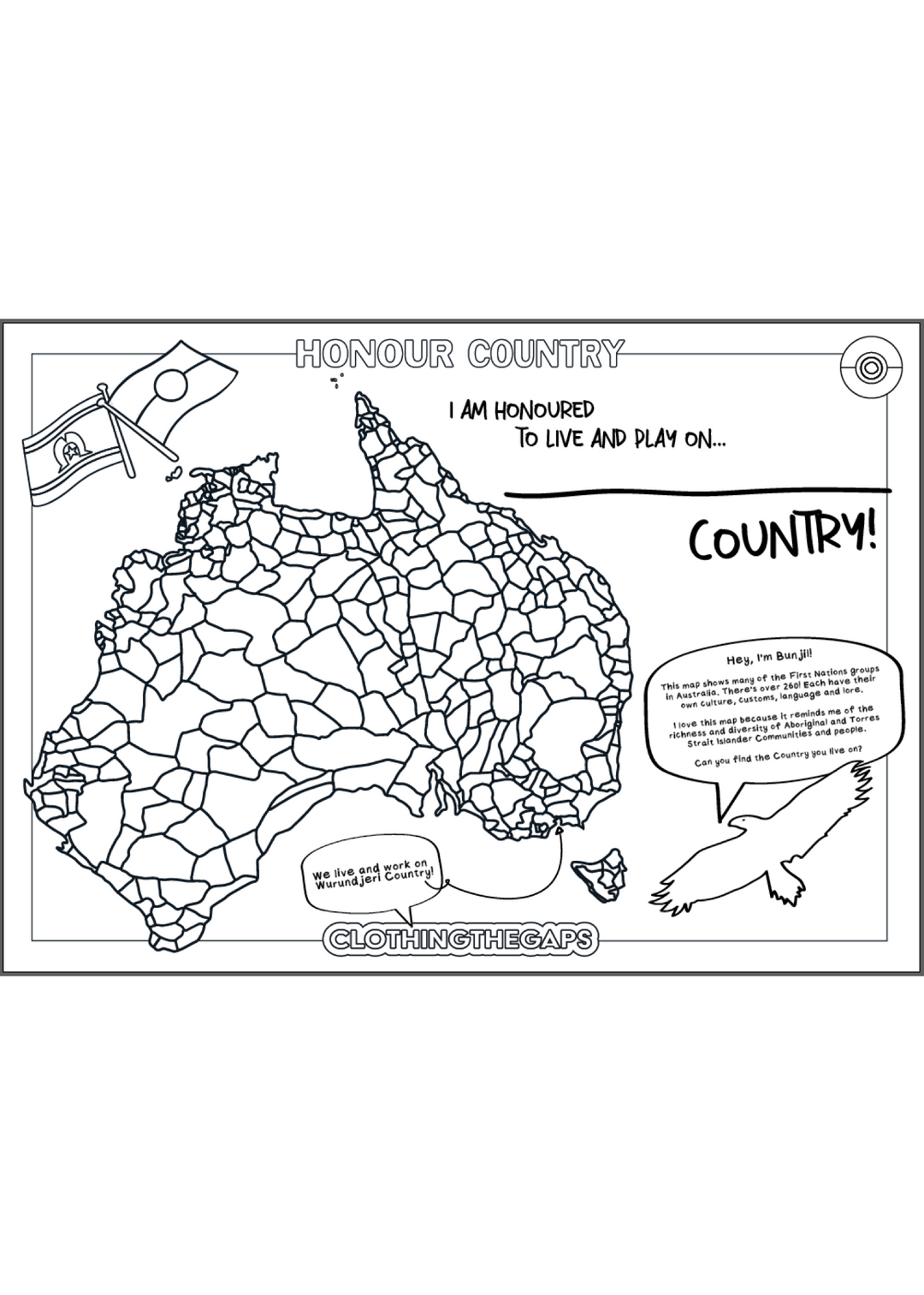Decolonised Map colour in sheet. Clothing The Gaps.