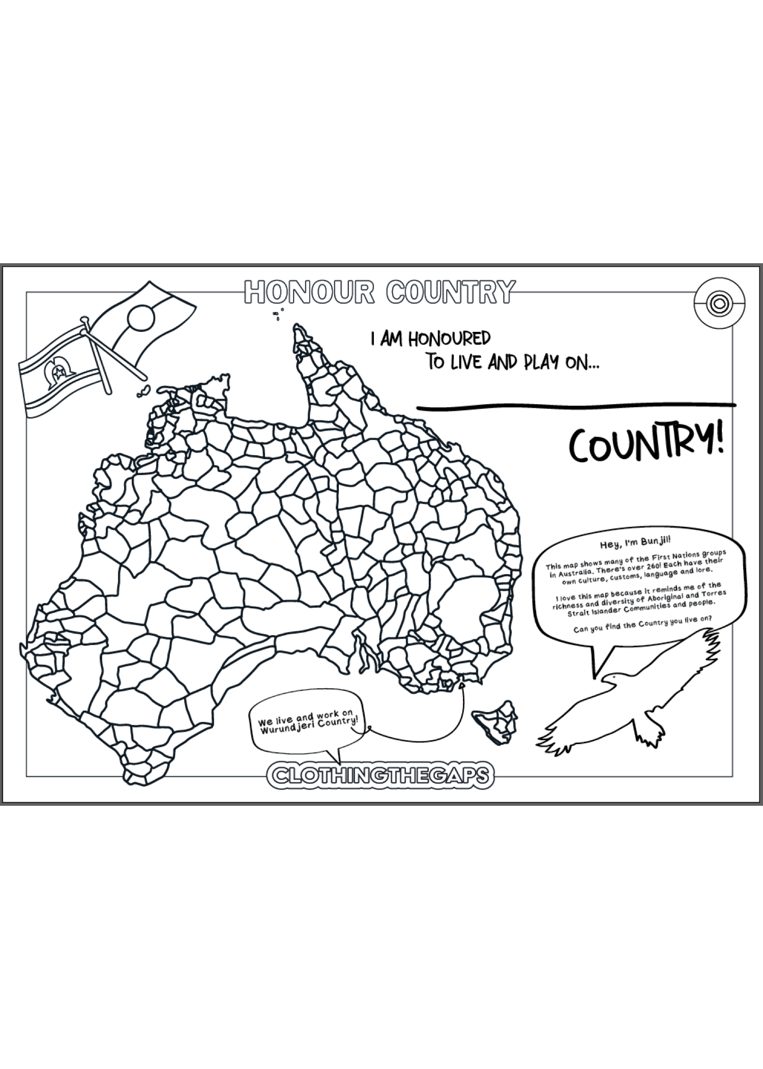 Decolonised Map colour in sheet. Clothing The Gaps.